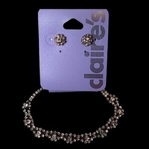 NWOT Claire's Rhinestones Pierce Earrings & Bracelet Set